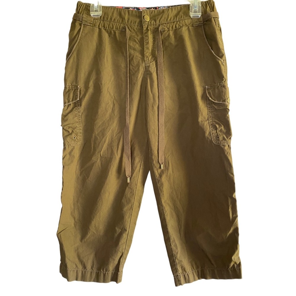 ANTHROPOLOGIE HEI HEI  woman's size 4 cargo brown drawstring outdoors crop pants